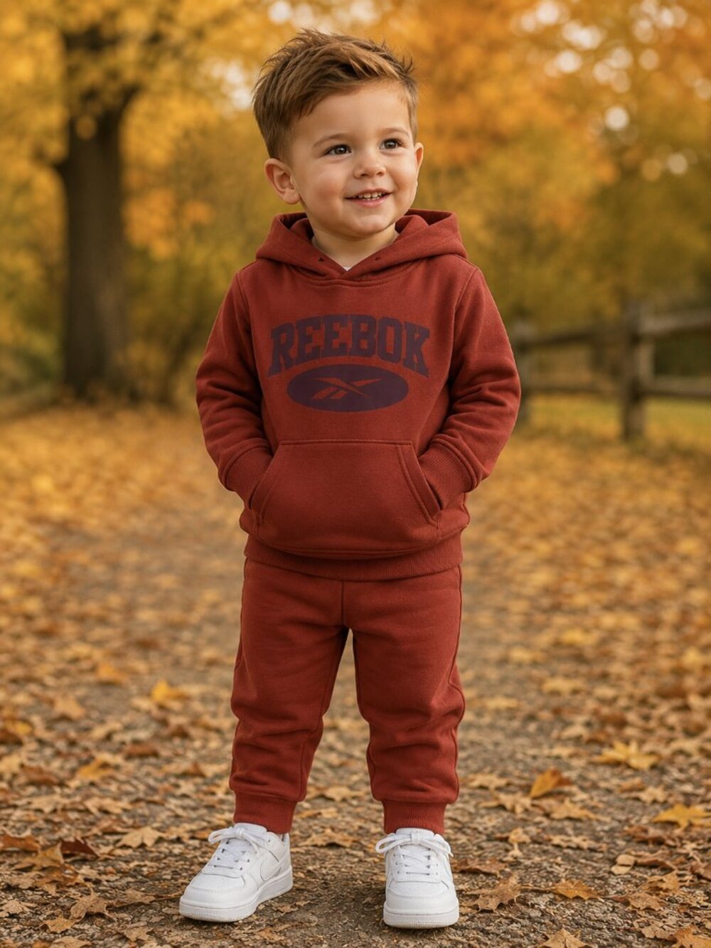 NWT Reebok Toddler Boys Jogger Set Size 2T Rust Red Hoodie Sweatpants